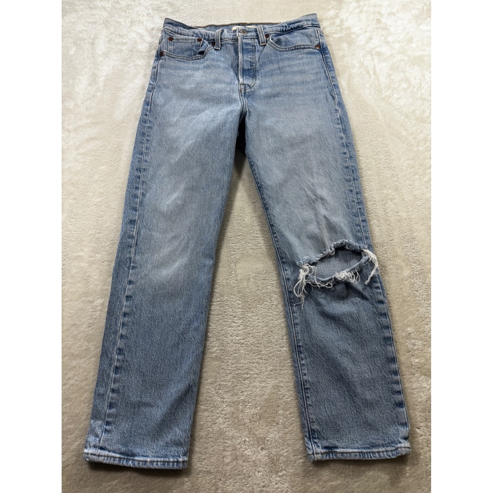 Levi's Womens Wedgie Straight Distressed Blue Denim Jeans 27 Meas: 27x25